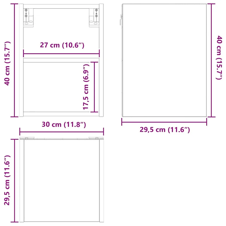 Armoire suspendue avec stockage Chêne noir 30 x 29,5 x 40 cm - 12