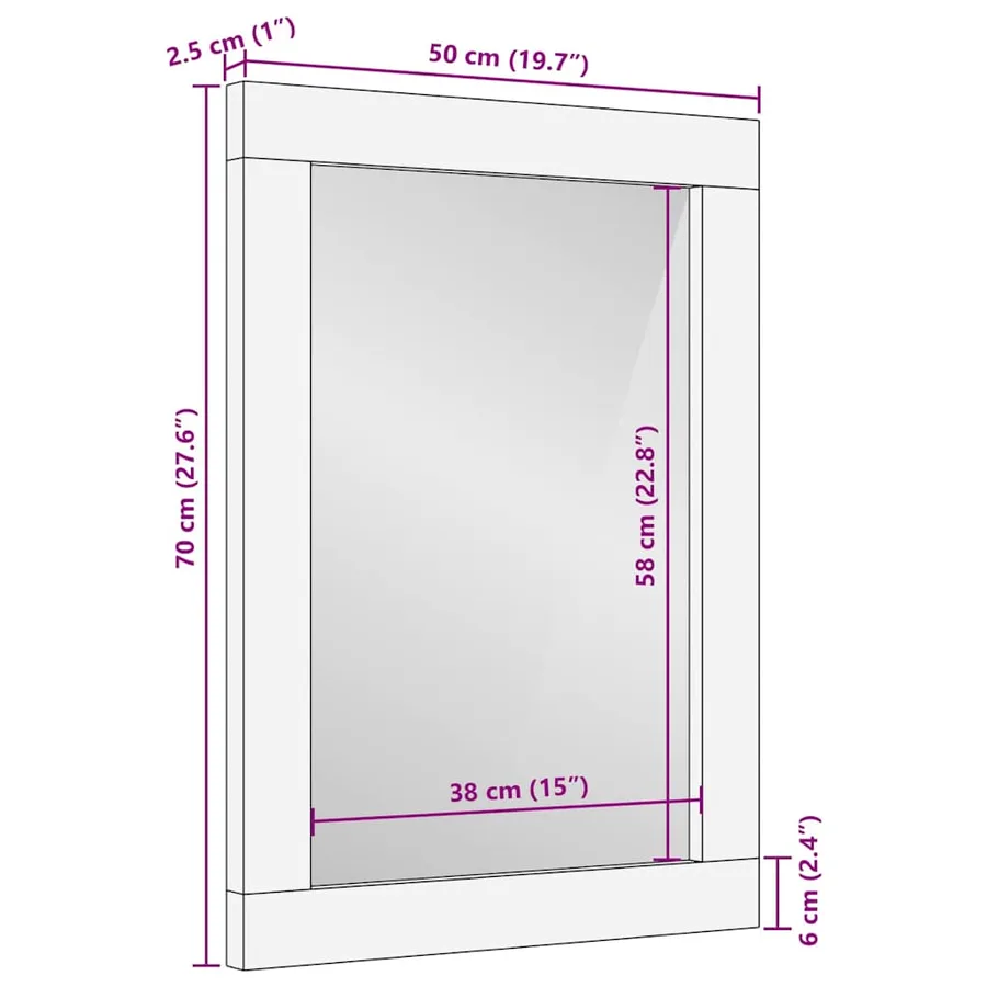 Miroir de salle de bain Noir et argent 70 x 50 x 2,5 cm - 10