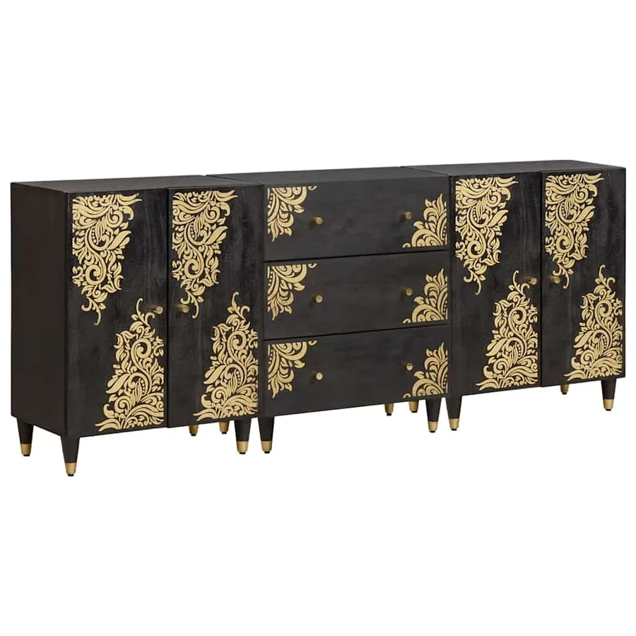 Ensemble de Meubles de Salle de Bain avec tiroir 3 pcs Noir
