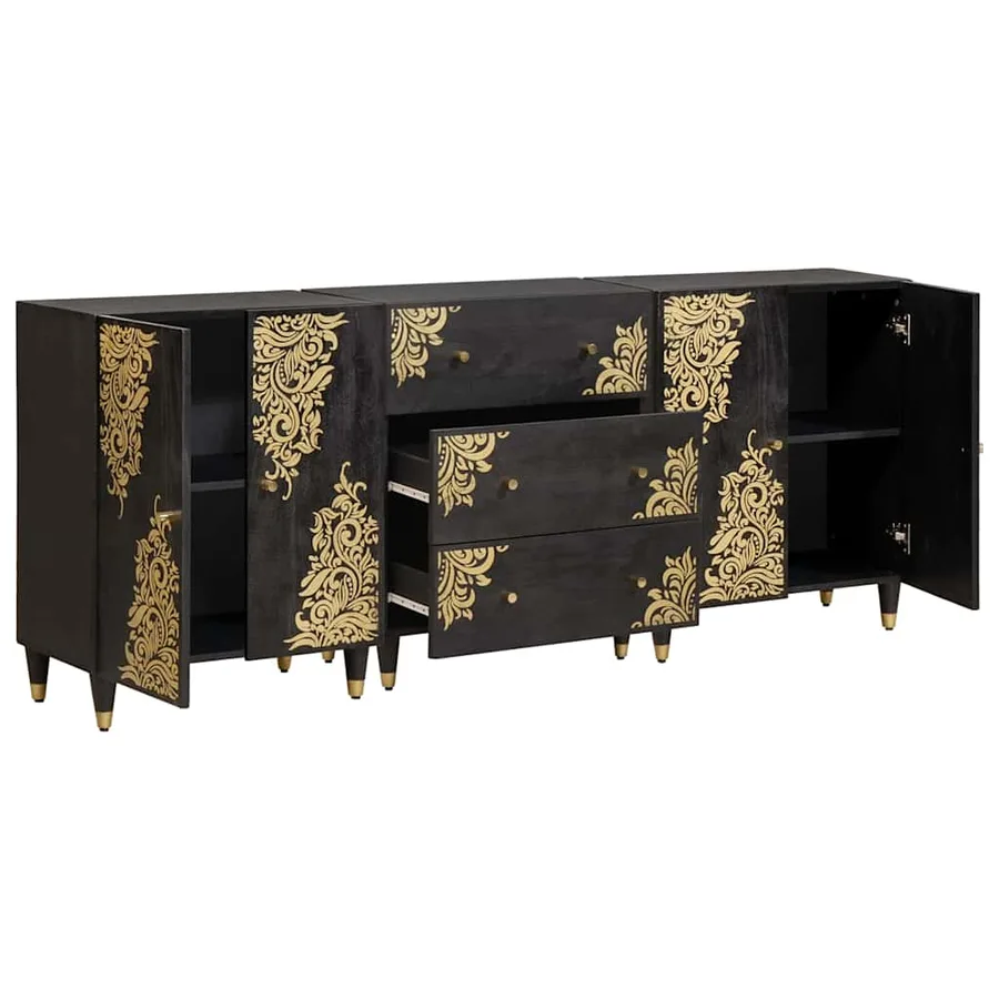 Ensemble de Meubles de Salle de Bain avec tiroir 3 pcs Noir - 2