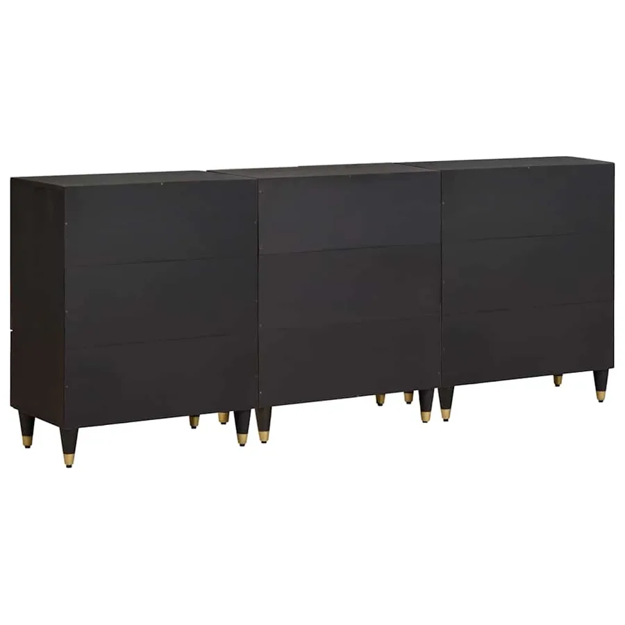 Ensemble de Meubles de Salle de Bain avec tiroir 3 pcs Noir - 6