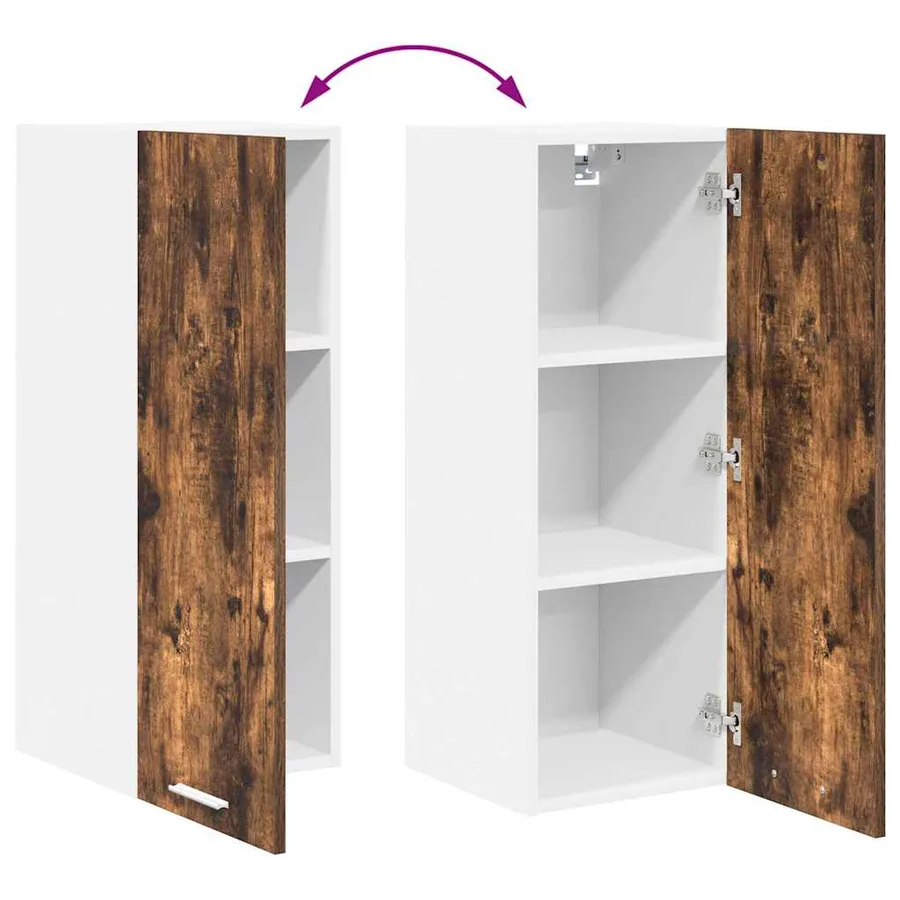 Armoire suspendue Chêne fumé et Blanc 30 x 31 x 80 cm - 11