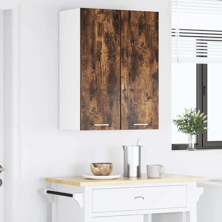Armoire suspendue Chêne fumé et Blanc 30 x 31 x 80 cm - 4