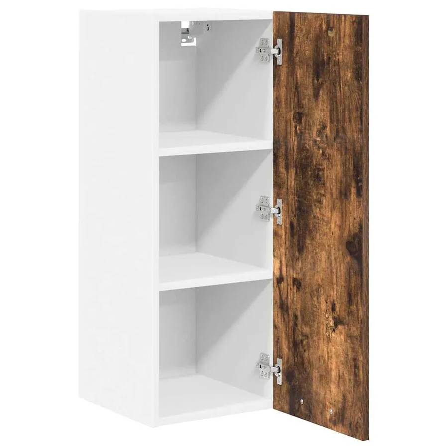 Armoire suspendue Chêne fumé et Blanc 30 x 31 x 80 cm - 5
