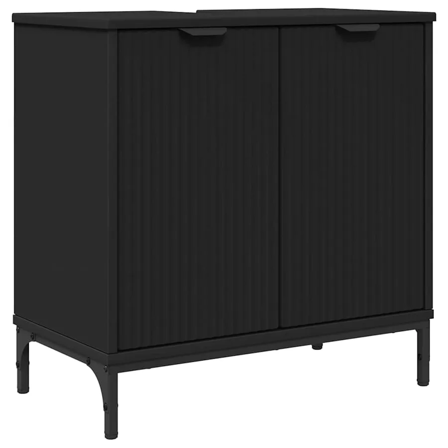 Meuble de Lavabo de Salle de Bain Noir 60,5 x 33,5 x 61 cm - 2
