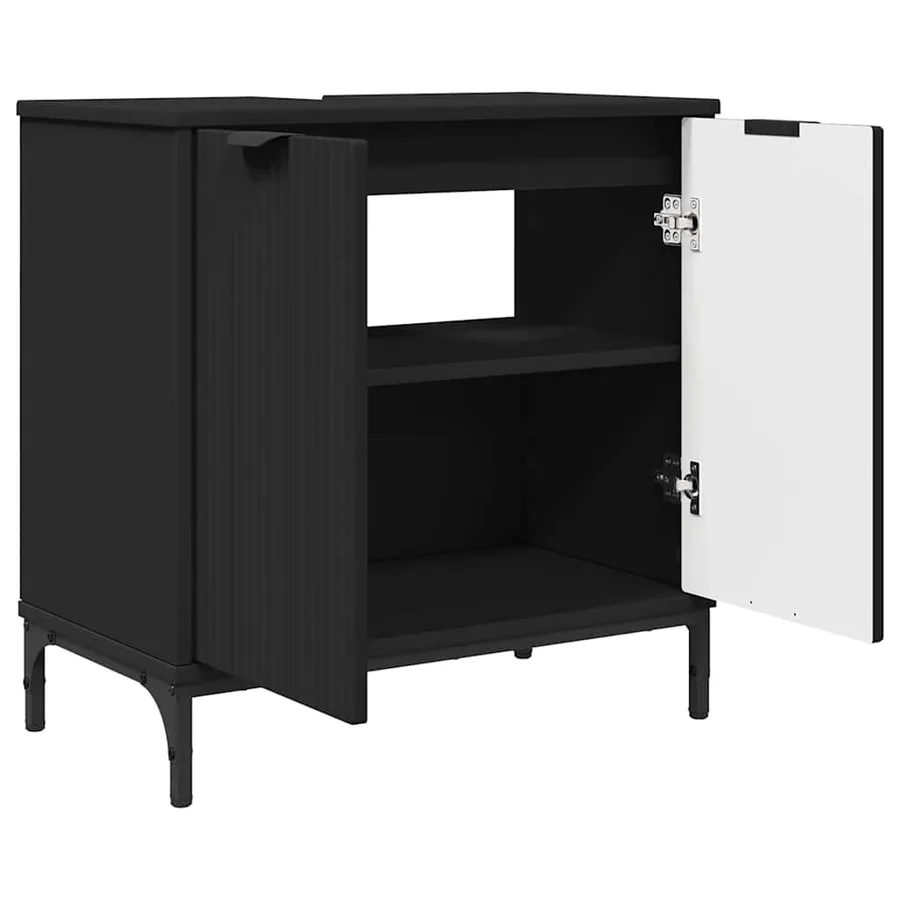 Meuble de Lavabo de Salle de Bain Noir 60,5 x 33,5 x 61 cm - 5