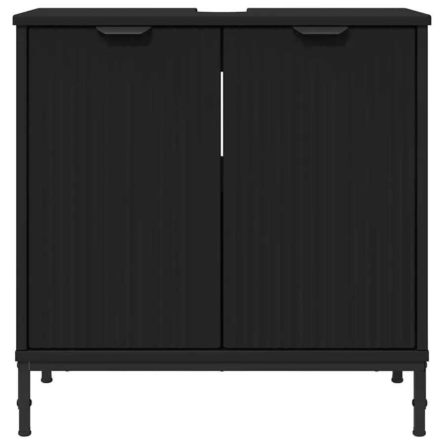 Meuble de Lavabo de Salle de Bain Noir 60,5 x 33,5 x 61 cm - 6