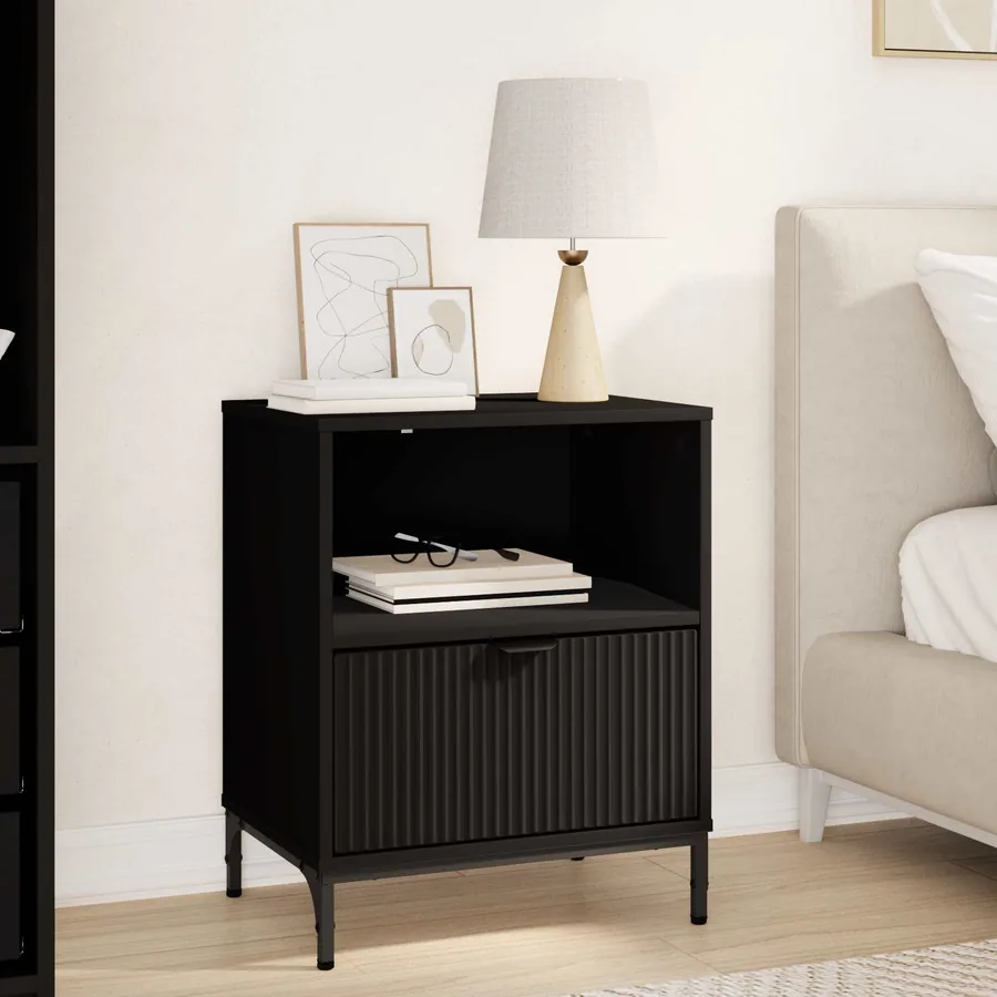 Cabinet de chevet Noir 49 x 36 x 61 cm Bois d'ingénierie