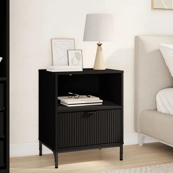 Cabinet de chevet Noir 49 x 36 x 61 cm Bois d'ingénierie