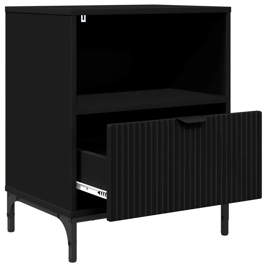 Cabinet de chevet Noir 49 x 36 x 61 cm Bois d'ingénierie - 5