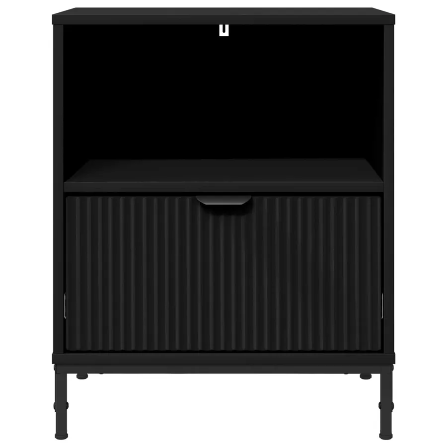 Cabinet de chevet Noir 49 x 36 x 61 cm Bois d'ingénierie - 6