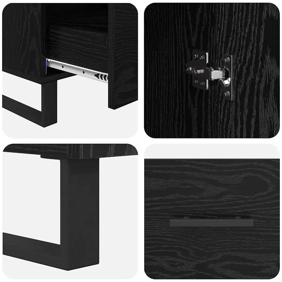 Haut Armoire Chêne noir 69,5 x 30 x 115 cm Bois d'ingénierie - 9