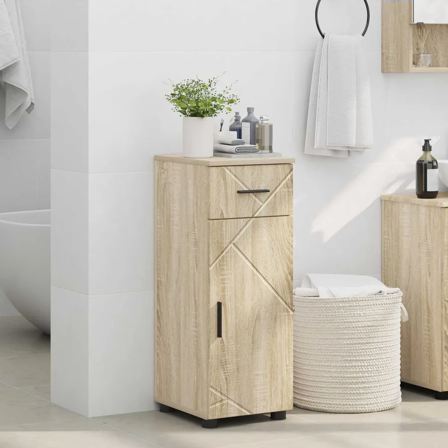 Cabinet de salle de bain Chêne Sonoma 30 x 35 x 80 cm - 4