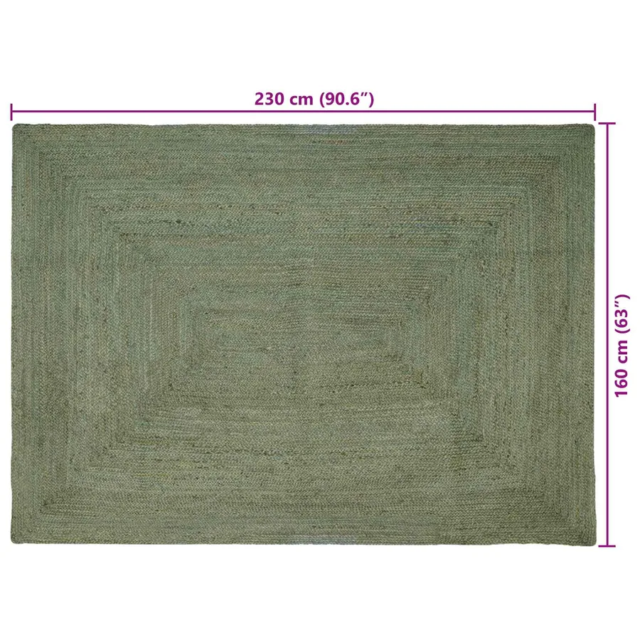 Tapis de surface Rectangulaire Vert olive 160 x 230 cm Jute - 7