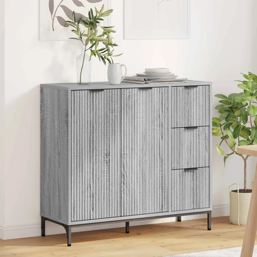 Buffet Gris Sonoma 89,5 x 33 x 82 cm Bois d'ingénierie