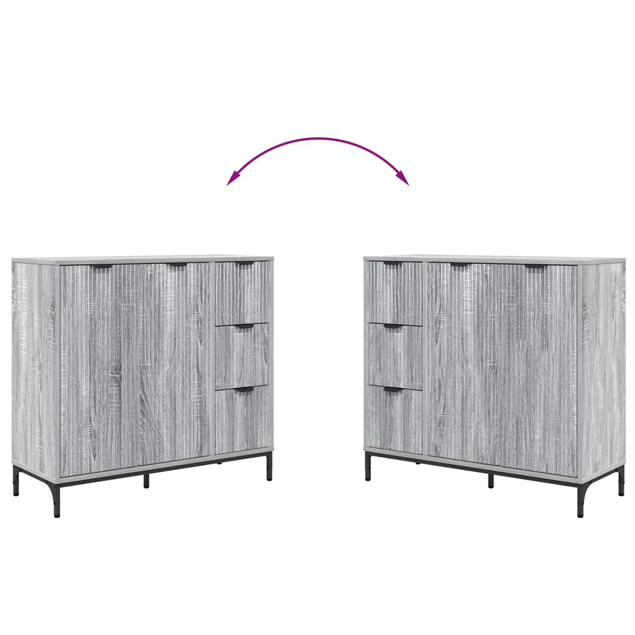 Buffet Gris Sonoma 89,5 x 33 x 82 cm Bois d'ingénierie - 12