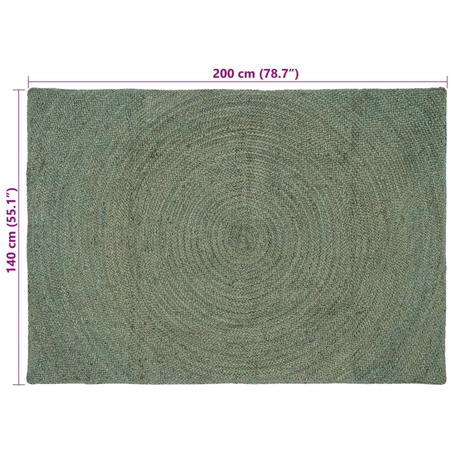 Tapis de surface Vert olive 140 x 200 cm Jute - 7