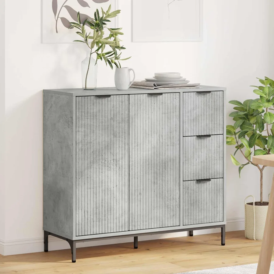 Buffet Gris béton 89,5 x 33 x 82 cm Bois d'ingénierie