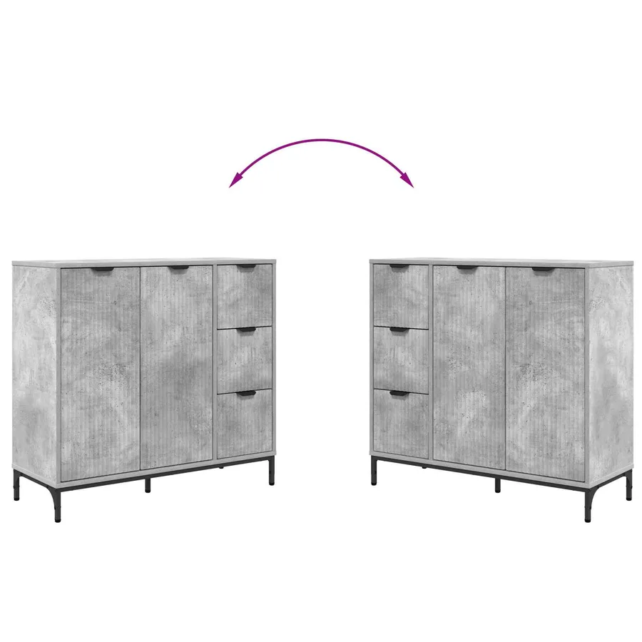 Buffet Gris béton 89,5 x 33 x 82 cm Bois d'ingénierie - 12