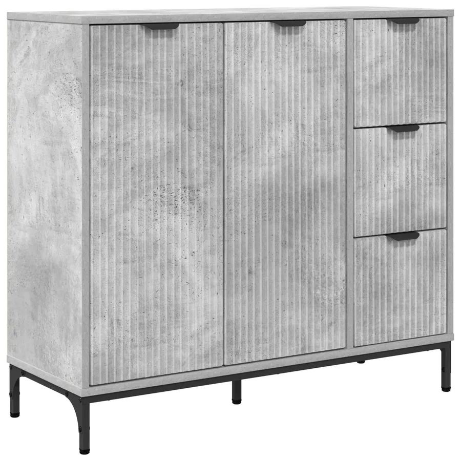 Buffet Gris béton 89,5 x 33 x 82 cm Bois d'ingénierie - 2