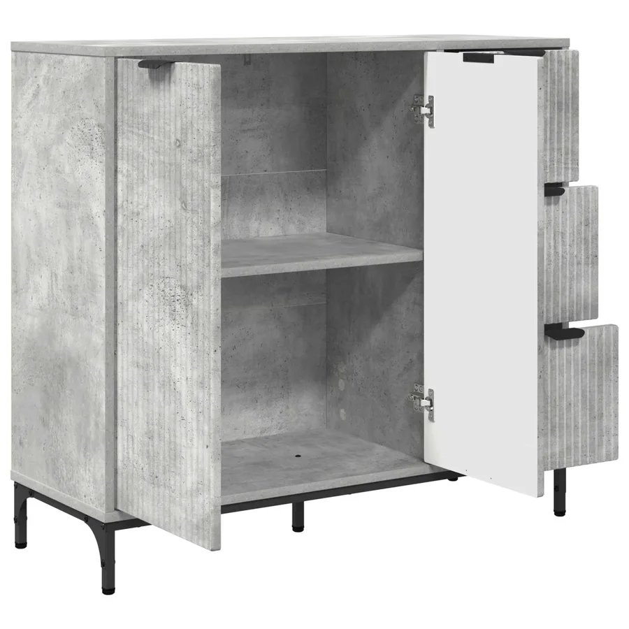 Buffet Gris béton 89,5 x 33 x 82 cm Bois d'ingénierie - 5