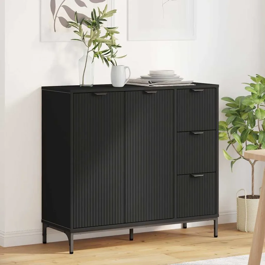 Buffet Noir 89,5 x 33 x 82 cm Bois d'ingénierie
