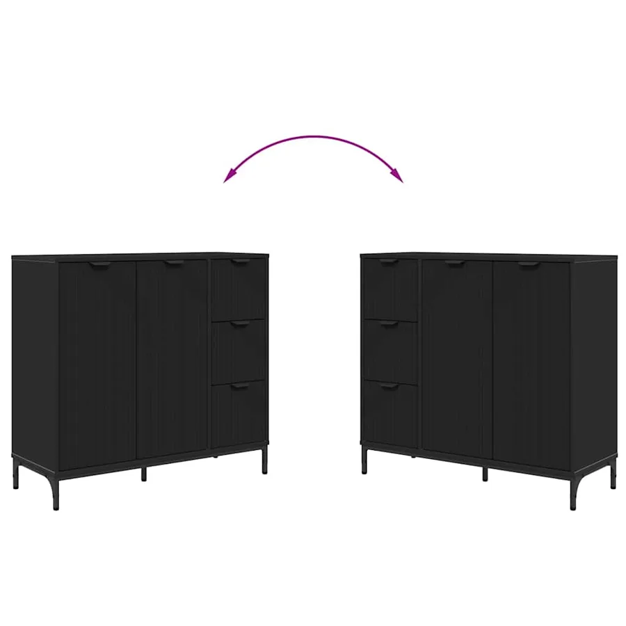 Buffet Noir 89,5 x 33 x 82 cm Bois d'ingénierie - 12