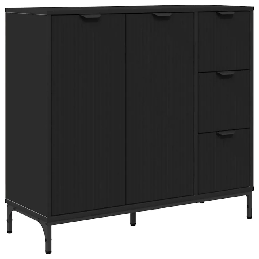 Buffet Noir 89,5 x 33 x 82 cm Bois d'ingénierie - 2