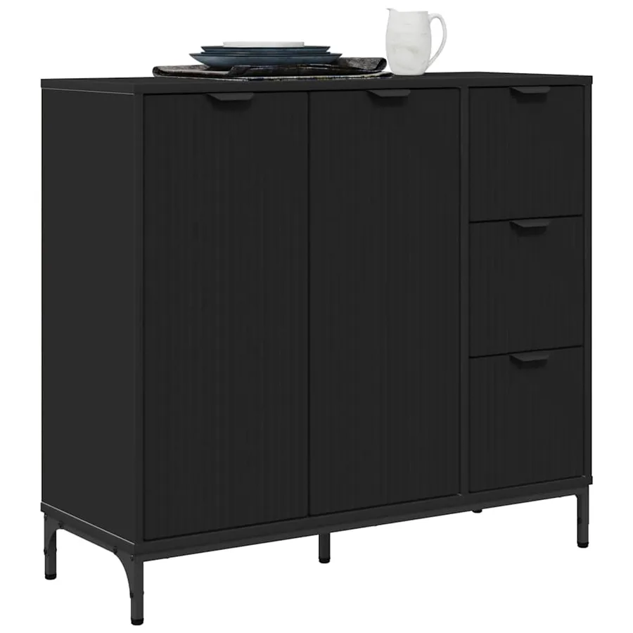 Buffet Noir 89,5 x 33 x 82 cm Bois d'ingénierie - 3