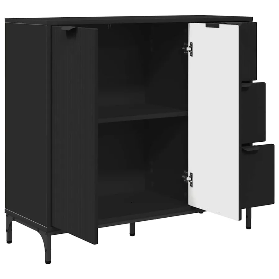 Buffet Noir 89,5 x 33 x 82 cm Bois d'ingénierie - 5