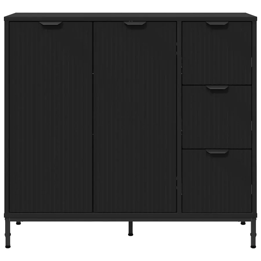 Buffet Noir 89,5 x 33 x 82 cm Bois d'ingénierie - 6