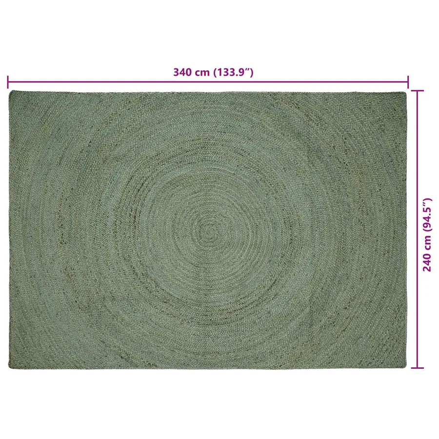 Tapis de surface Vert olive 240 x 340 cm Jute - 7