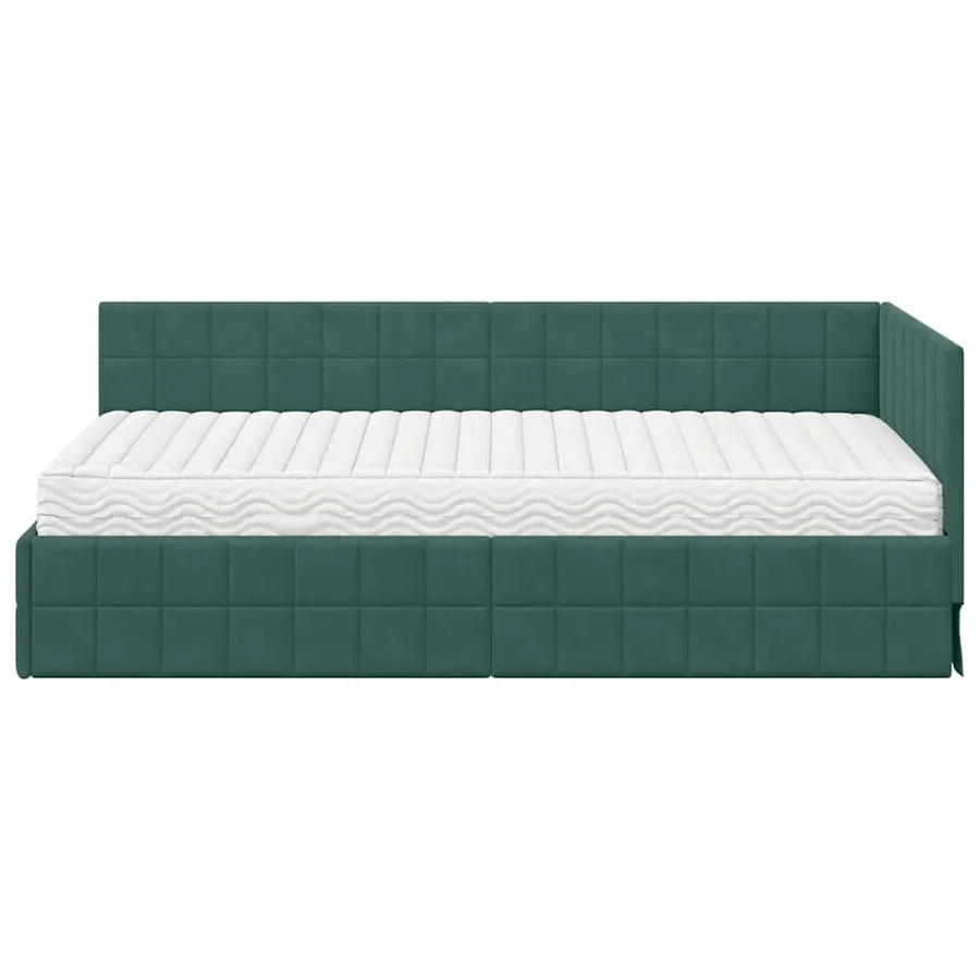 Cadre de lit d'angle avec matelas 2 pcs Vert Velours - 5