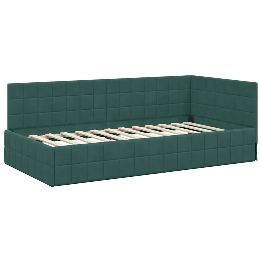 Cadre de lit d'angle avec matelas 2 pcs Vert Velours - 6