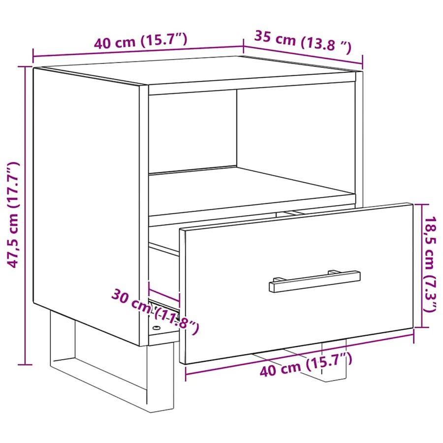 Cabinet de chevet 2 pcs Chêne noir 40 x 35 x 47,5 cm - 14