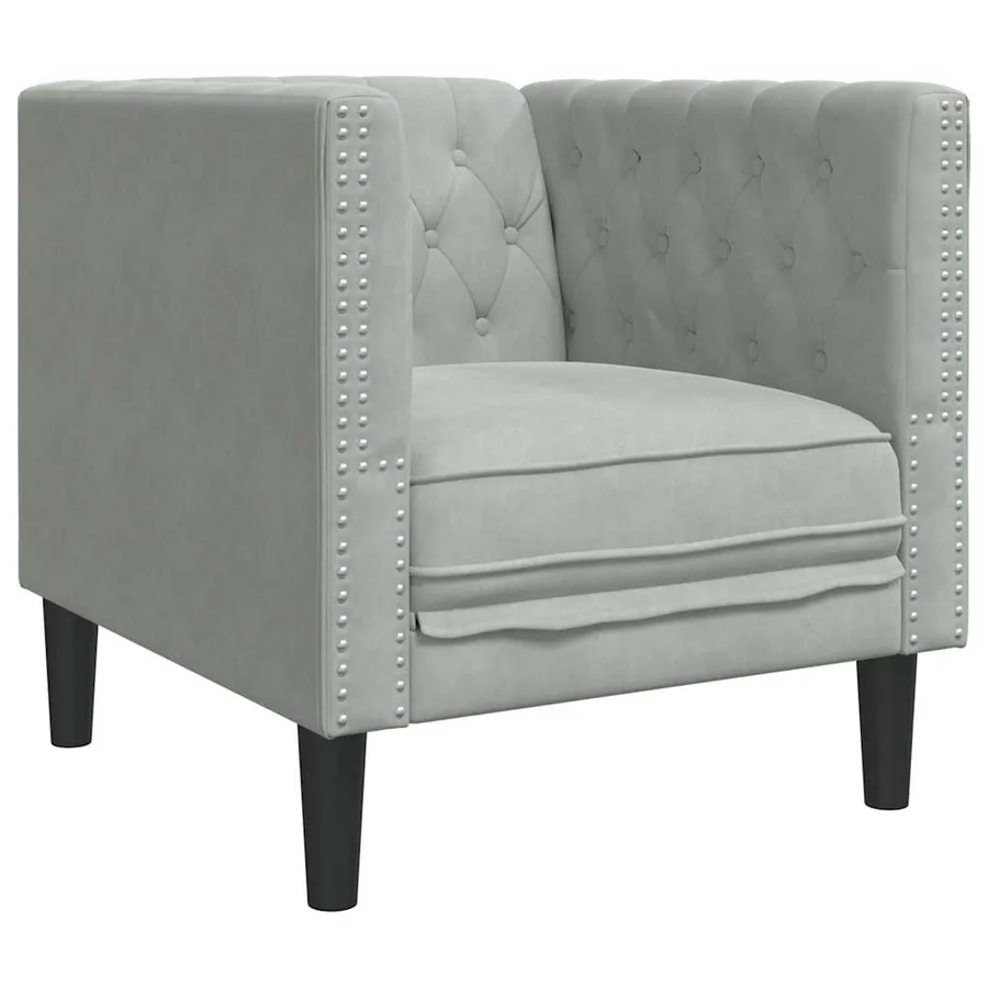 Canapé Gris clair 74,5 x 71 x 70,5 cm Velours - 2