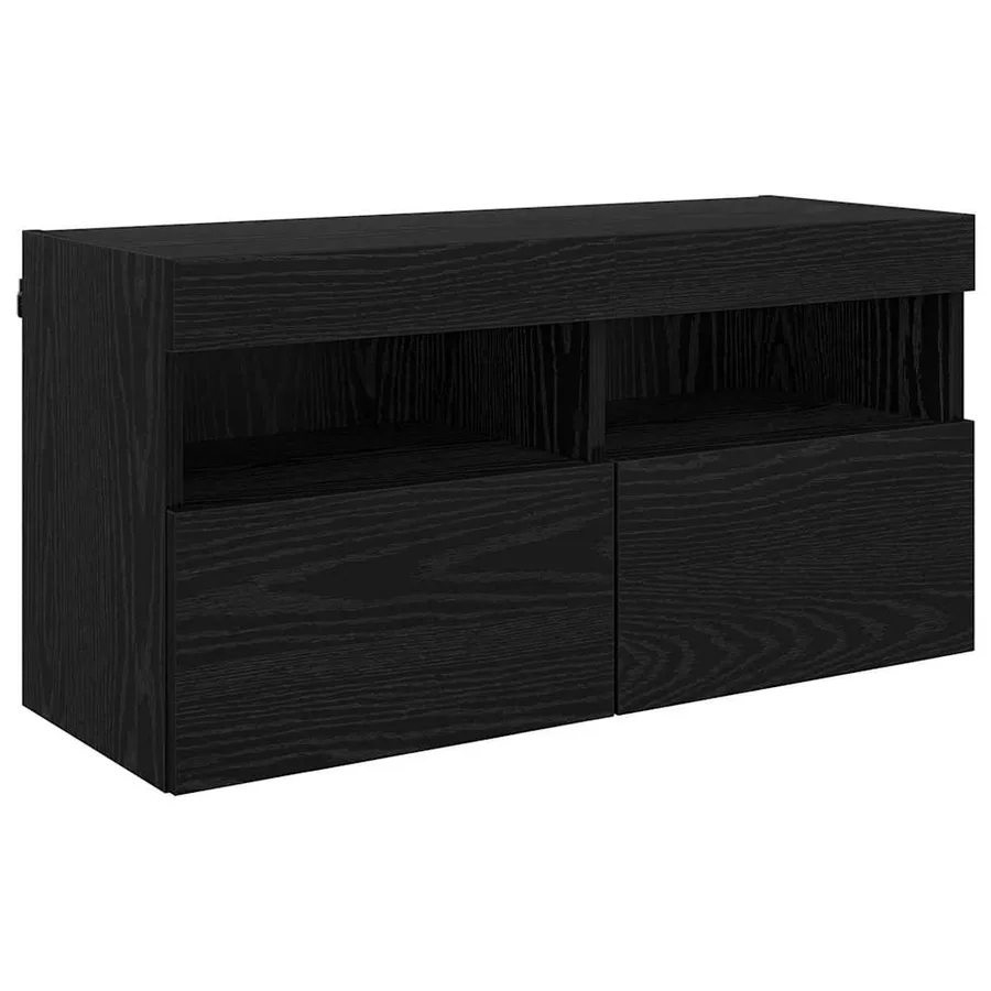 Unités murales TV avec LED 5 pcs Chêne noir 40,5 x 30 x 90 cm - 7