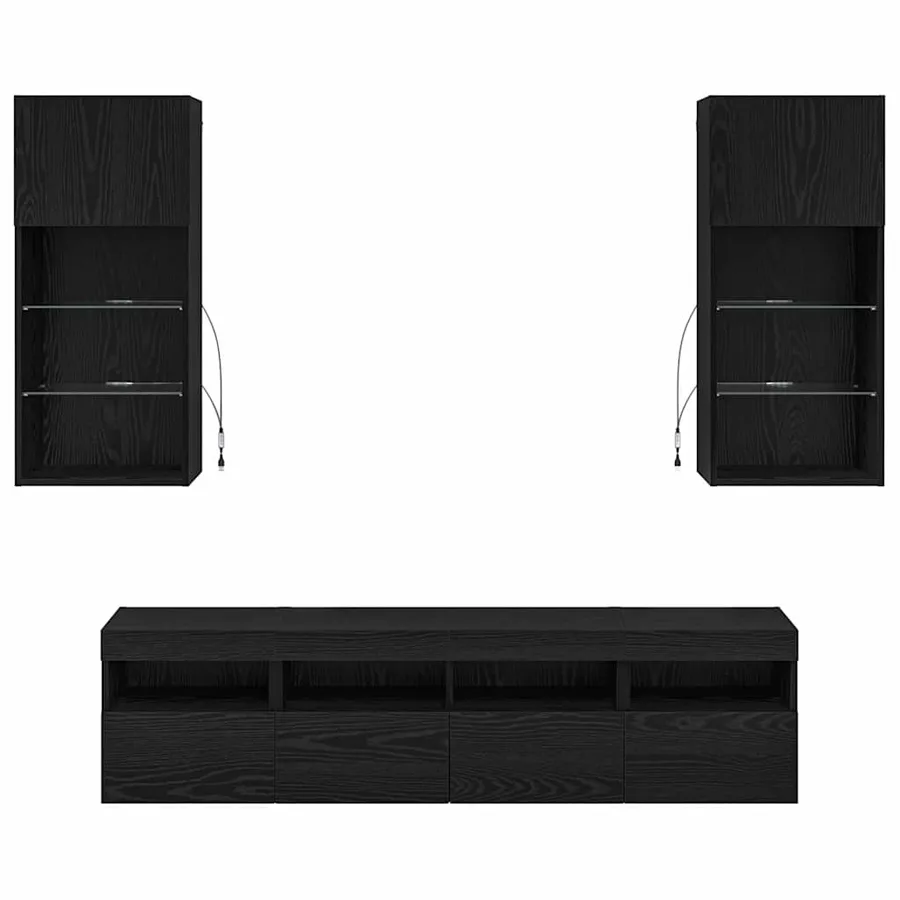 Unités murales TV avec LED 5 pcs Chêne noir 40,5 x 30 x 90 cm - 8