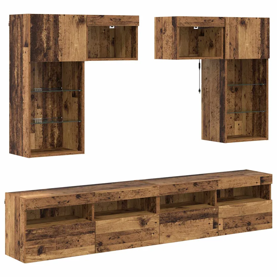 Meubles TV muraux 6 pcs Chêne noir Bois d'ingénierie - 2