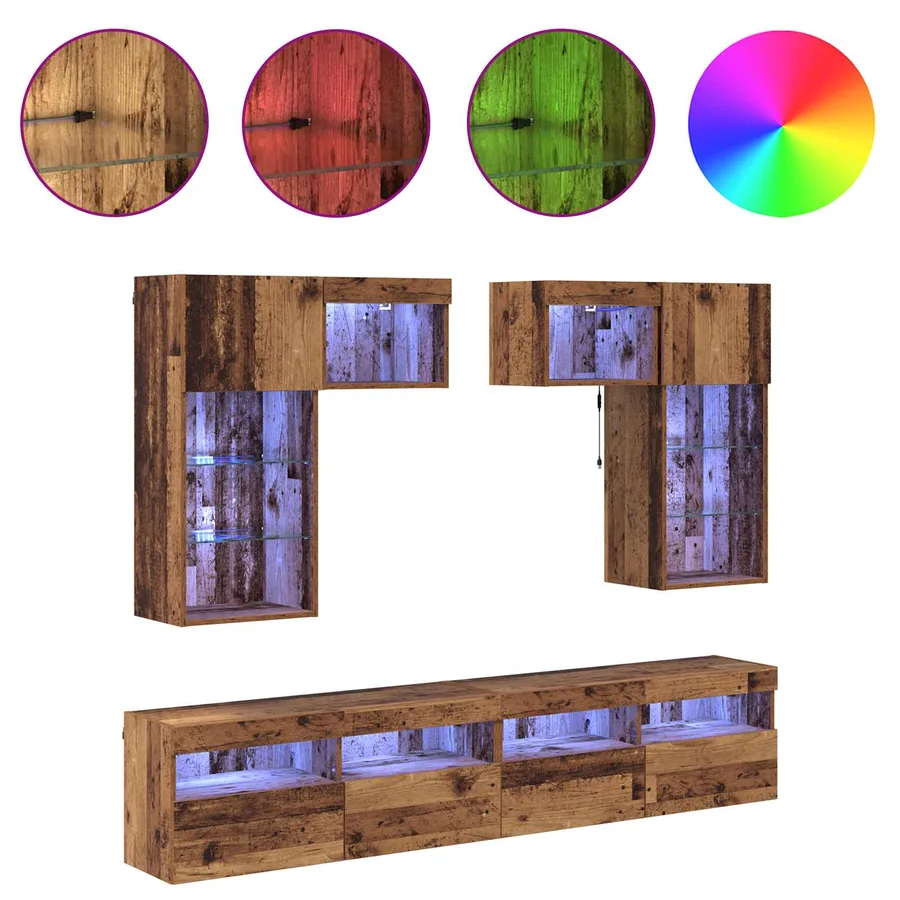 Meubles TV muraux 6 pcs Chêne noir Bois d'ingénierie - 4