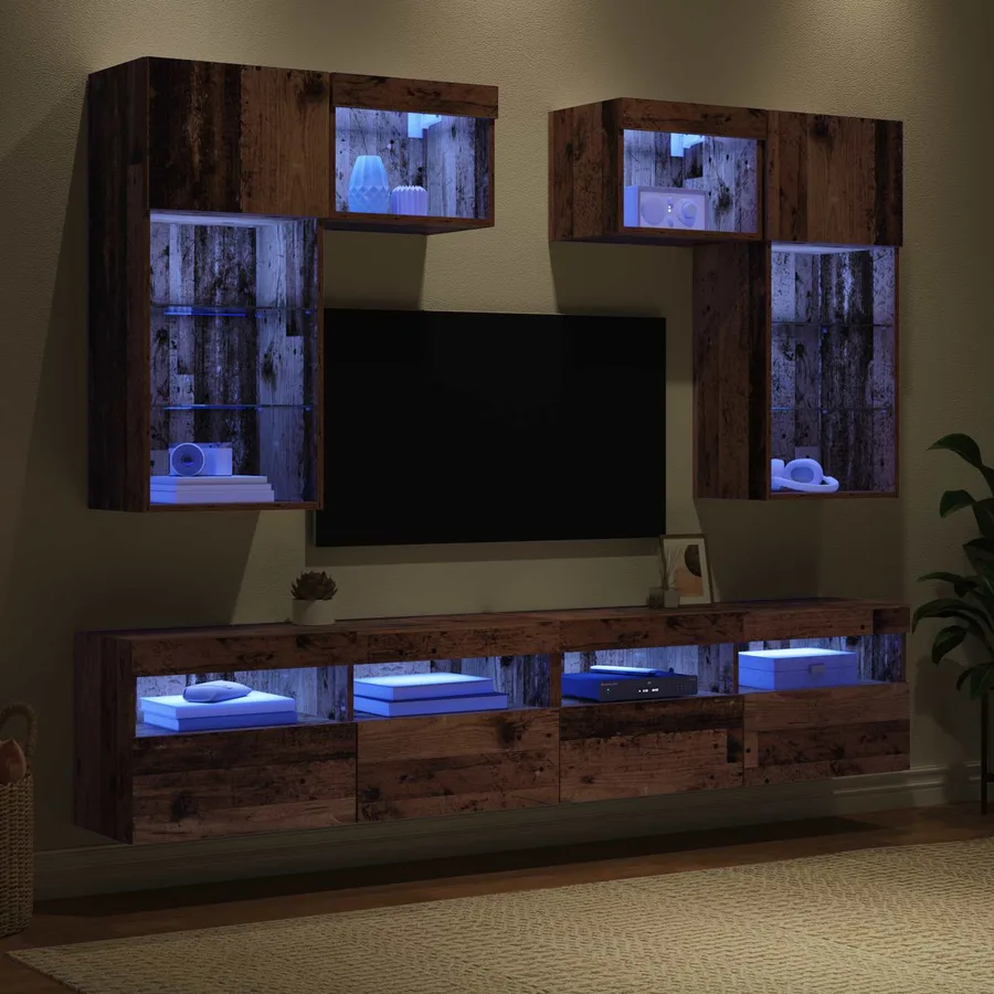 Meubles TV muraux 6 pcs Chêne noir Bois d'ingénierie - 5