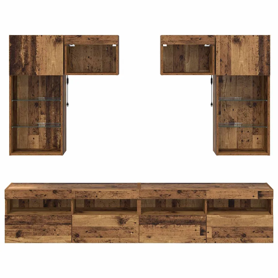 Meubles TV muraux 6 pcs Chêne noir Bois d'ingénierie - 8