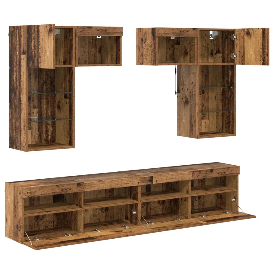 Meubles TV muraux 6 pcs Chêne noir Bois d'ingénierie - 9