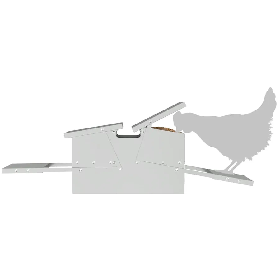 Nourrisseur à pédale pour poules Argent 75 x 53 x 20,5 cm - 12