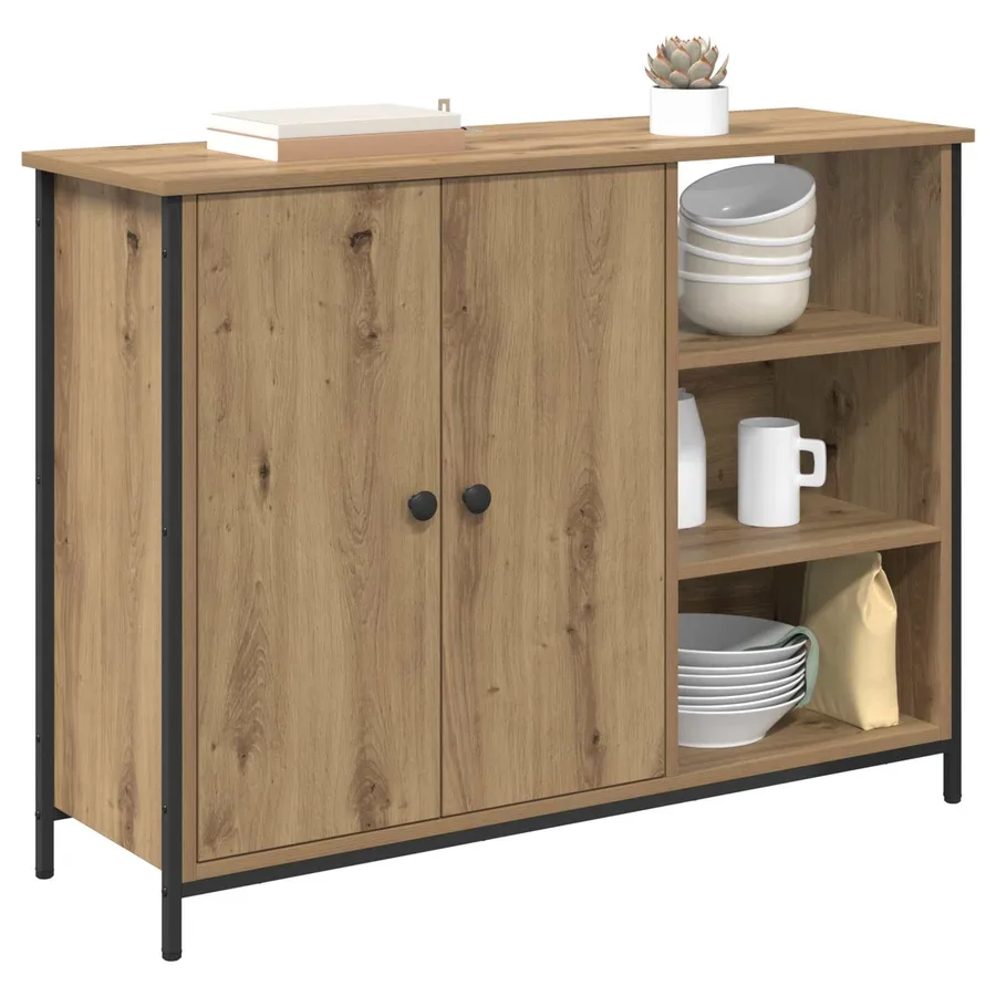 Buffet Chêne artisanal 100 x 33 x 75 cm Bois d'ingénierie - 3