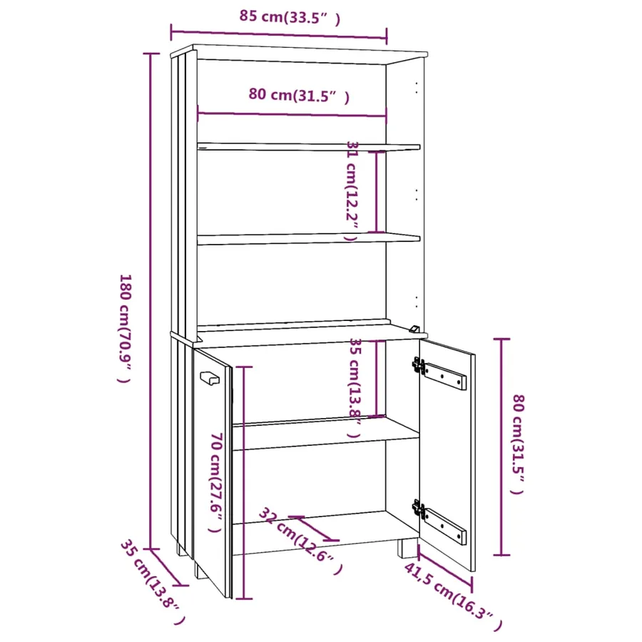 Buffet HAMAR Bois massif de pin Marron miel - 8