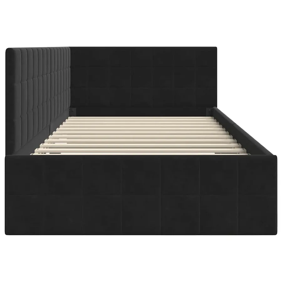 Cadre de lit d'angle Noir 90 cm x 200 cm Velours - 6