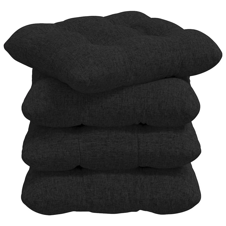 Coussins de siège 4 pcs Noir 45 x 45 x 12 cm tissu - 2