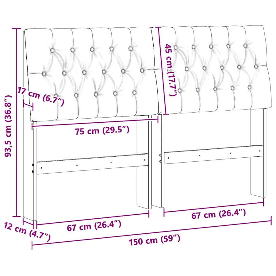 Tête de lit capitonnée Gris clair 150 cm Pin massif - 11