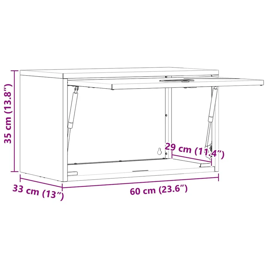 Armoire murale pour garage Noir 60 x 33 x 35 cm - 14